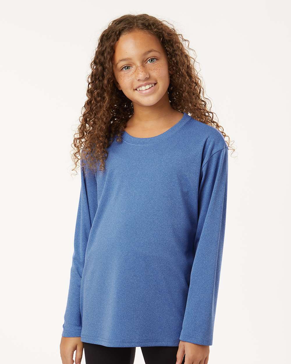 Youth Pro-Lock Performance Long Sleeve T-Shirt - OnModelFront - B00996752 - Heather Royal