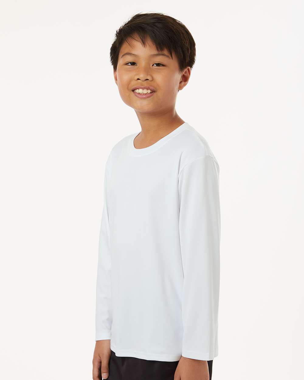 Youth Pro-Lock Performance Long Sleeve T-Shirt - OnModelSide - B00996002 - White