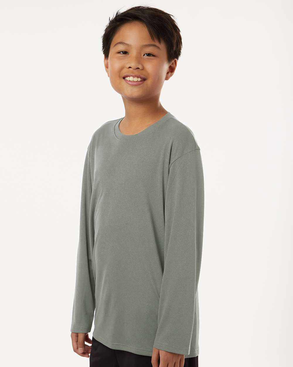 Youth Pro-Lock Performance Long Sleeve T-Shirt - OnModelSide - B00996102 - Greystone