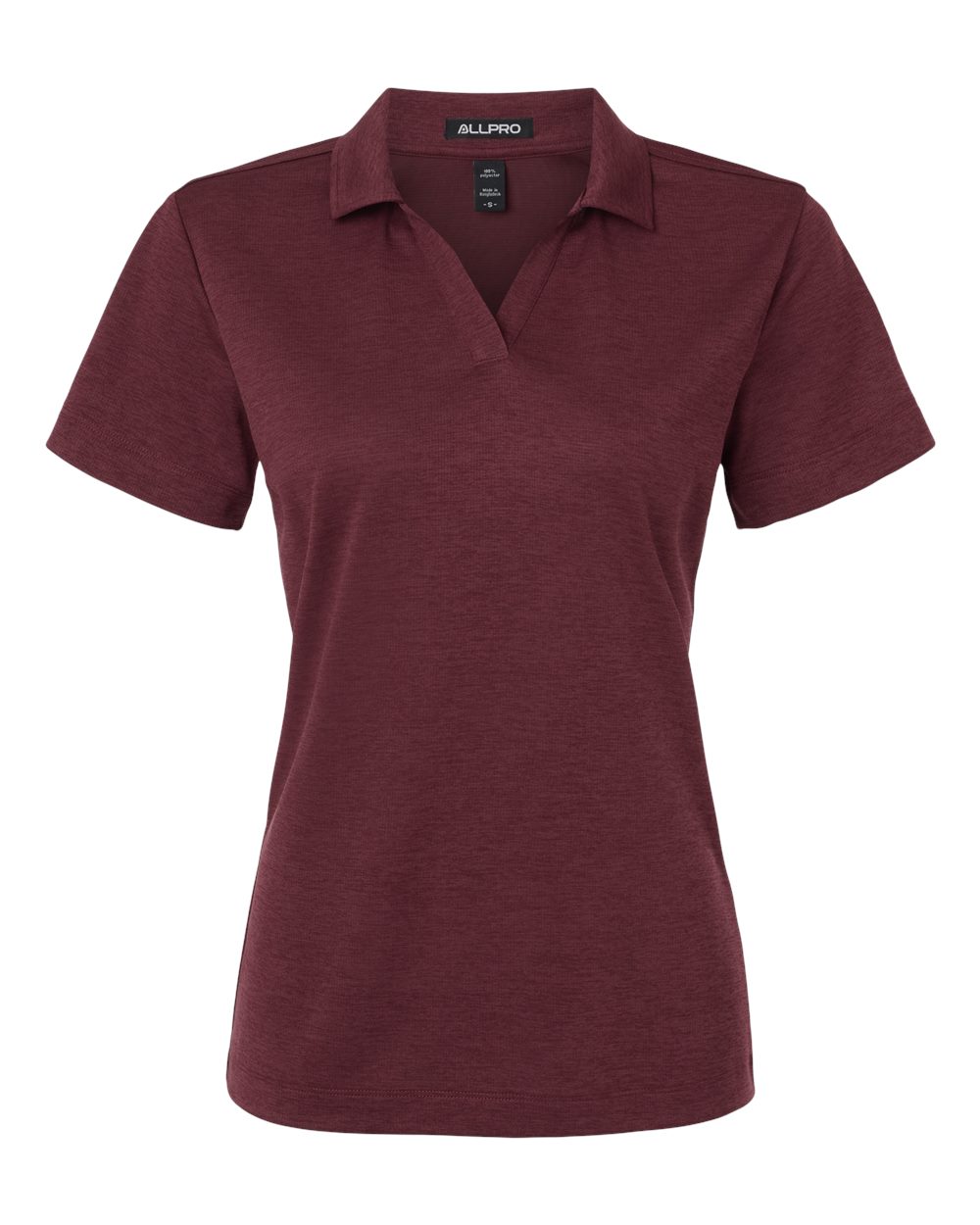 Women's Performance Mélange Polo - Front - B01796533 - Maroon Melange
