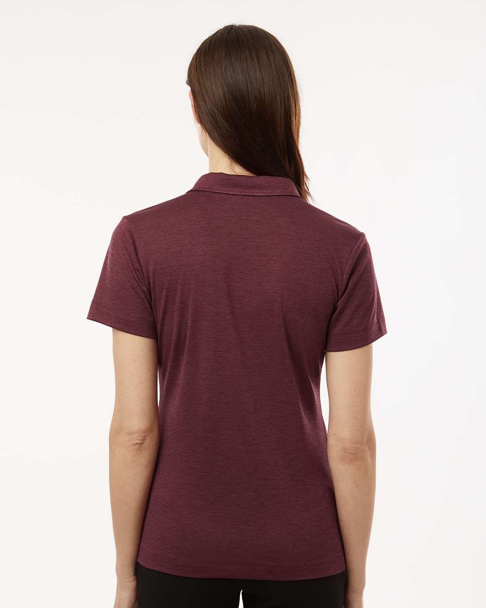 Women's Performance Mélange Polo - OnModelBack - B01796533 - Maroon Melange