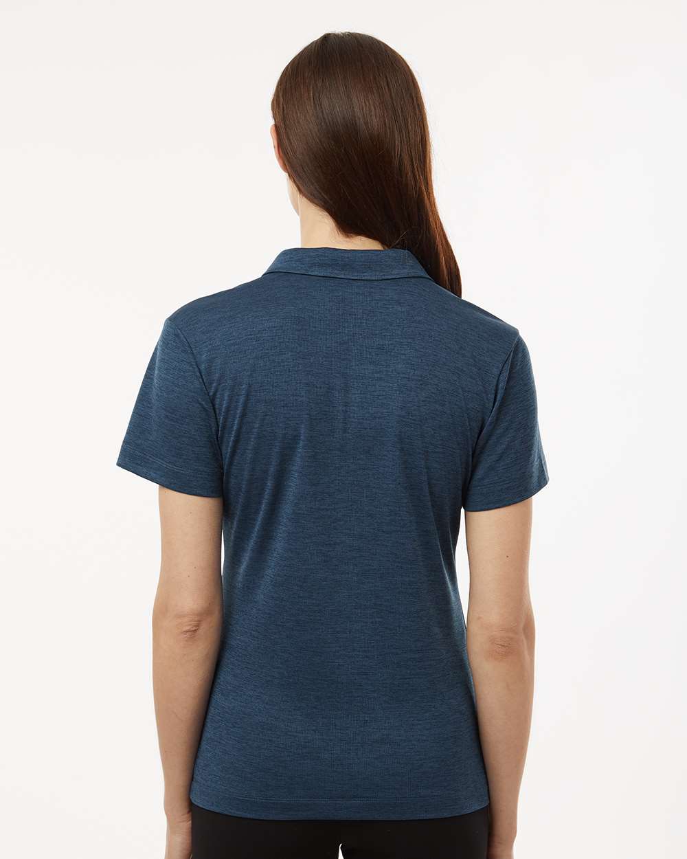 Women's Performance Mélange Polo - OnModelBack - B01796653 - Navy Melange