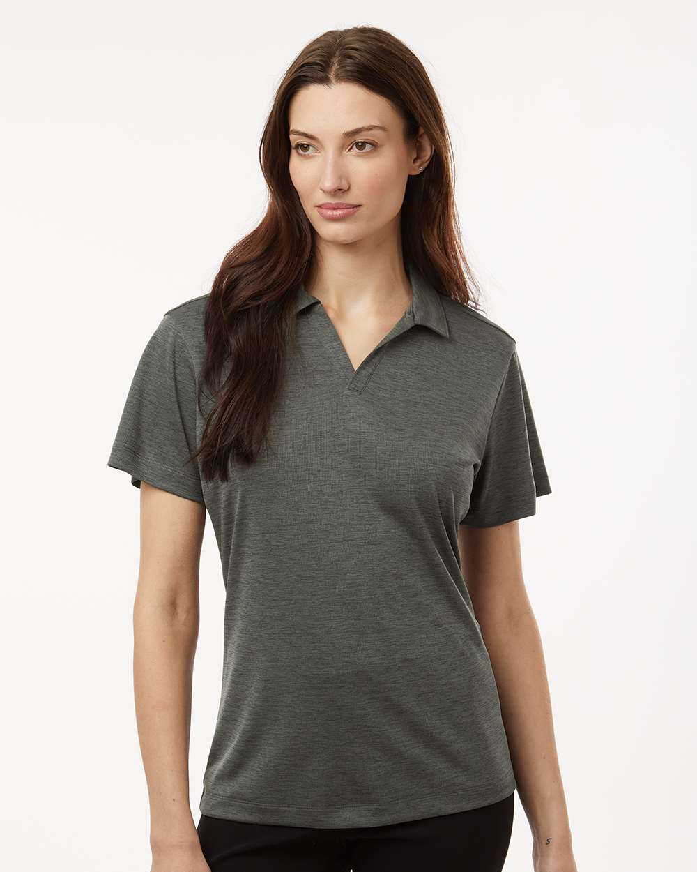 Women's Performance Mélange Polo - OnModelFront - B01796593 - Charcoal Melange