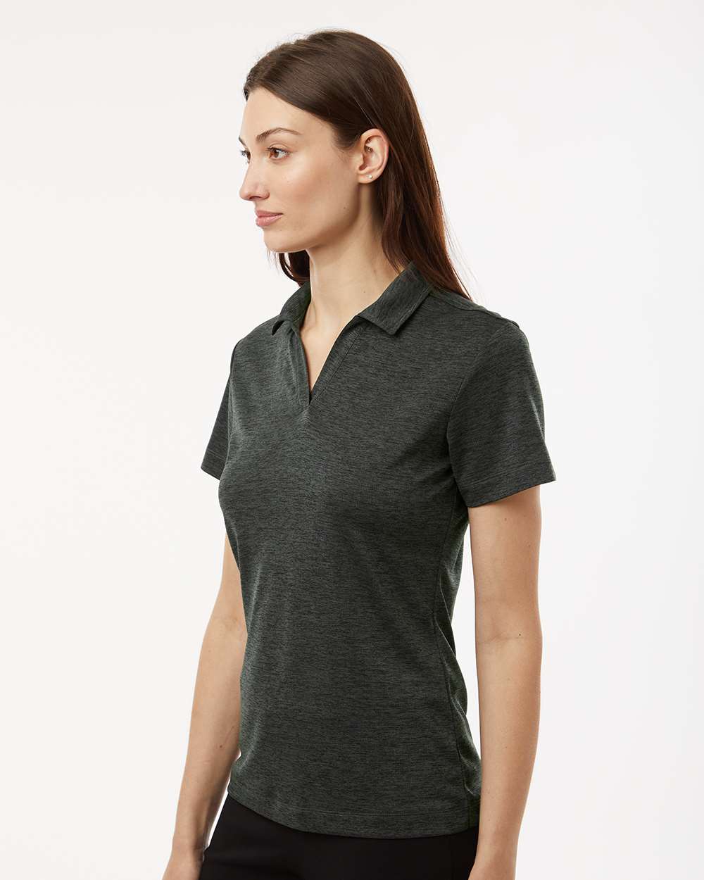 Women's Performance Mélange Polo - OnModelSide - B01796503 - Black Melange
