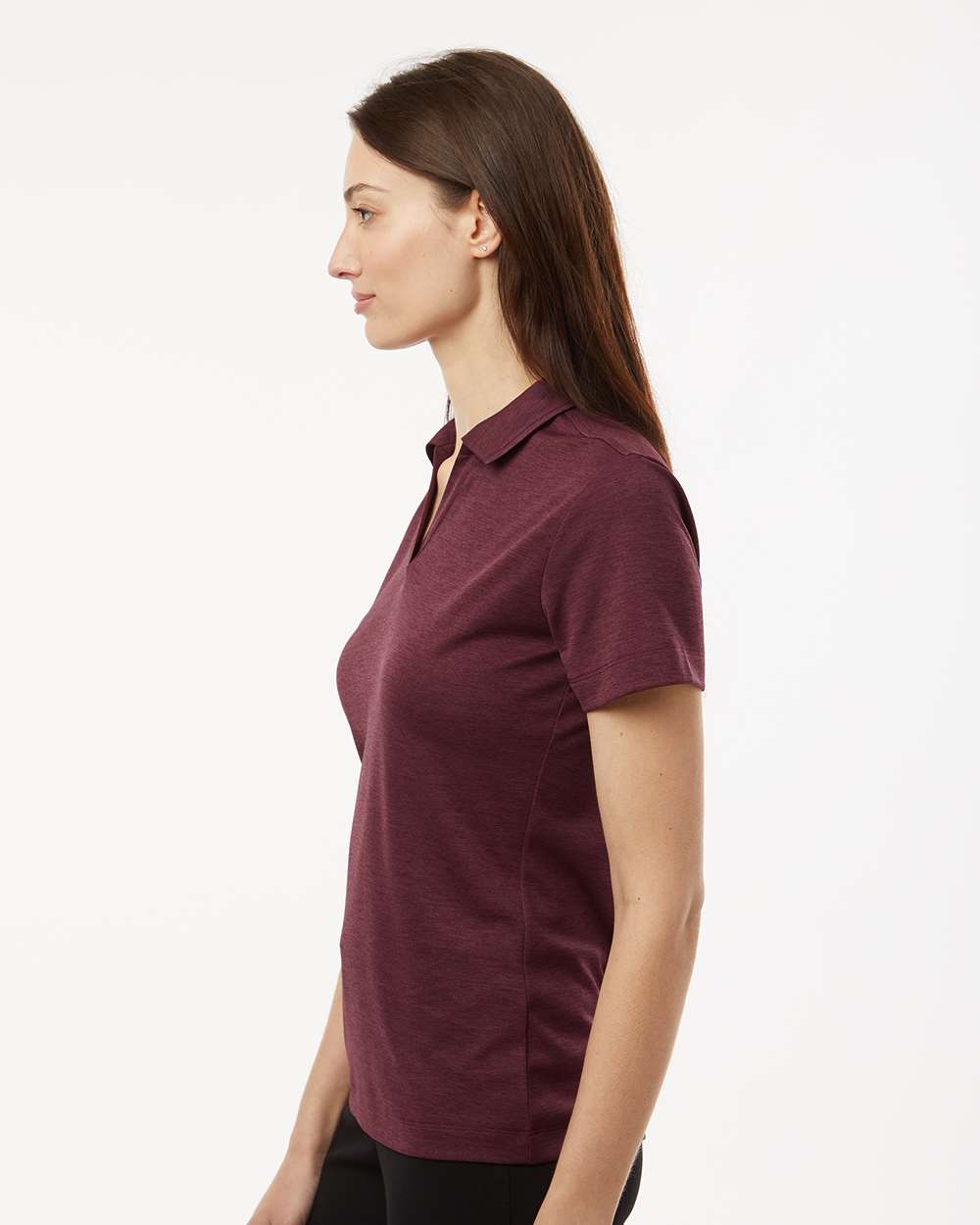 Women's Performance Mélange Polo - OnModelSide - B01796533 - Maroon Melange
