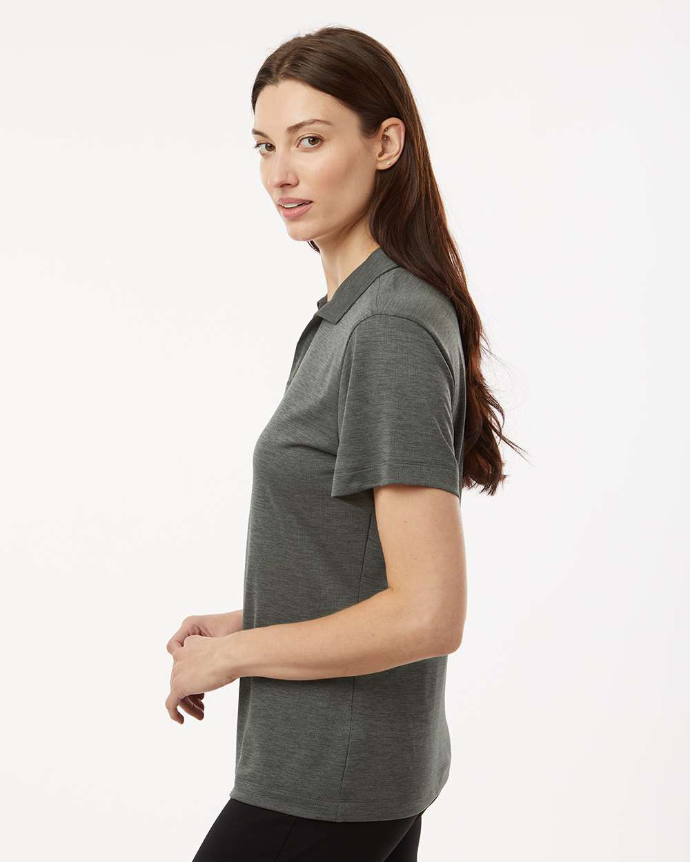 Women's Performance Mélange Polo - OnModelSide - B01796593 - Charcoal Melange