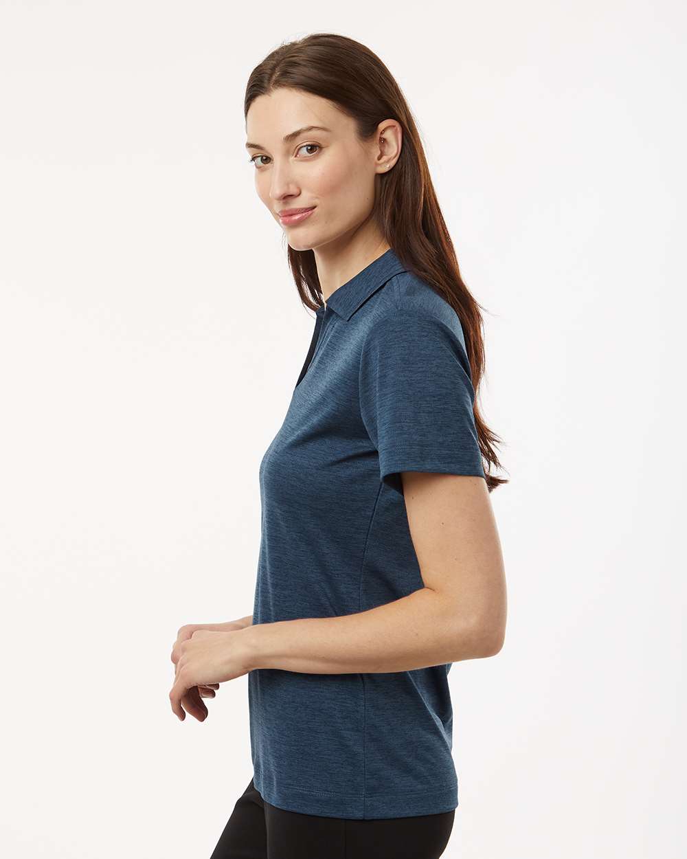 Women's Performance Mélange Polo - OnModelSide - B01796653 - Navy Melange
