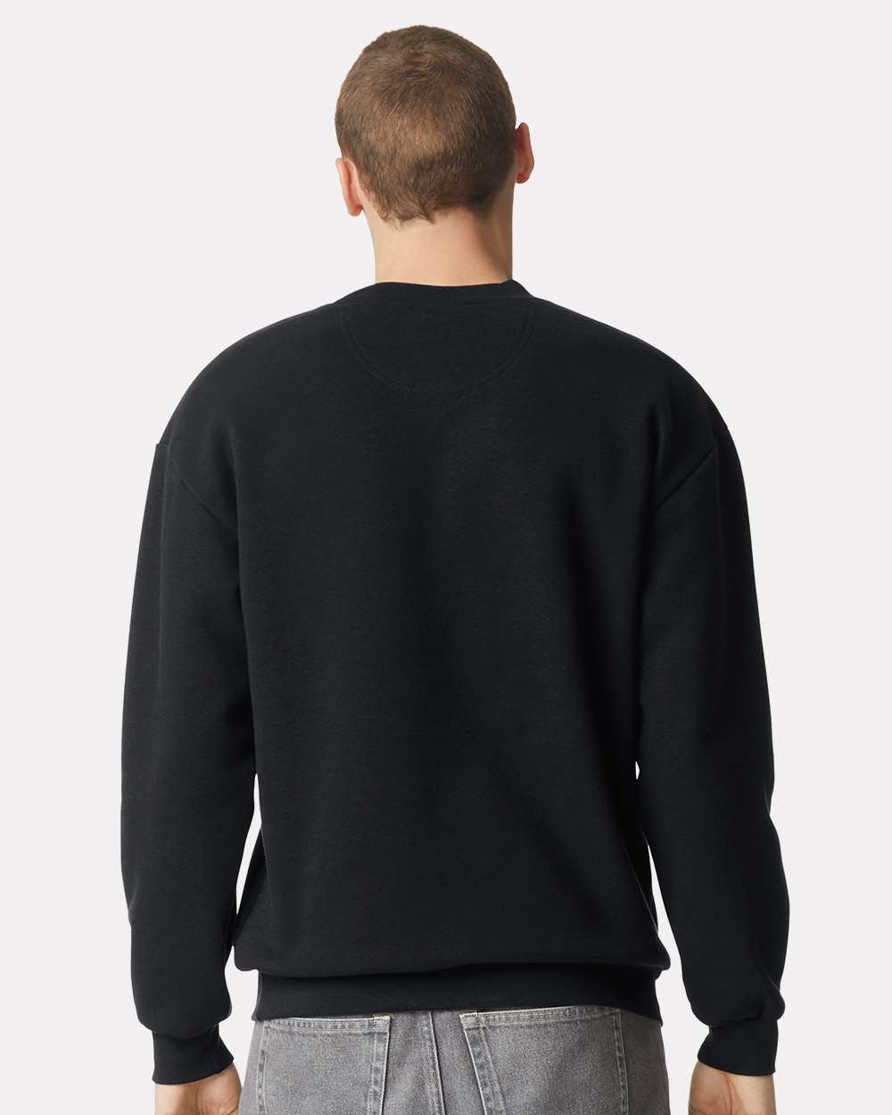 Unisex ReFlex Fleece Crewneck Sweatshirt - OnModelBack - B02627502 - Black