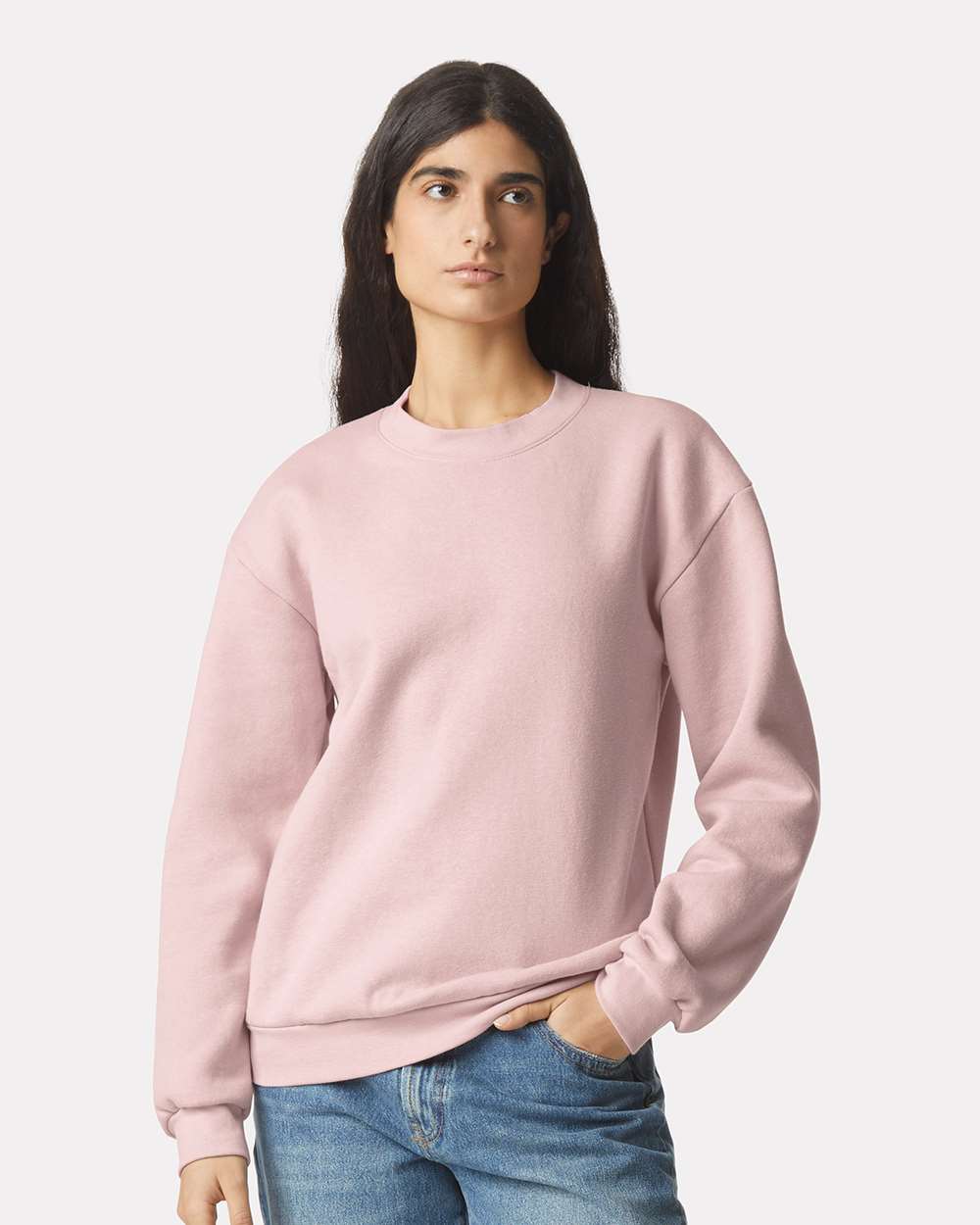 Unisex ReFlex Fleece Crewneck Sweatshirt - OnModelFront - B02627302 - Blush