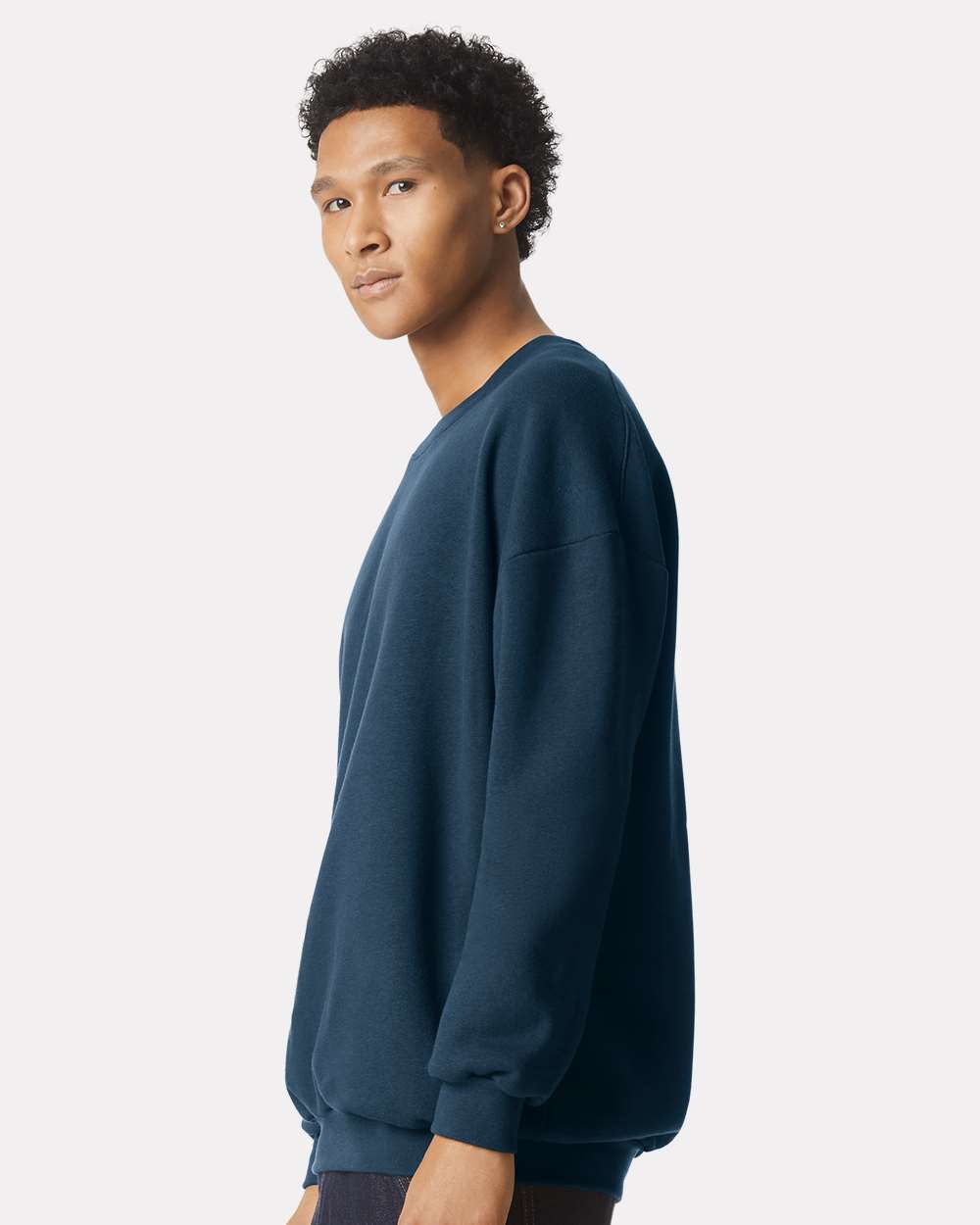 Unisex ReFlex Fleece Crewneck Sweatshirt - OnModelSide - B02627382 - Sea Blue