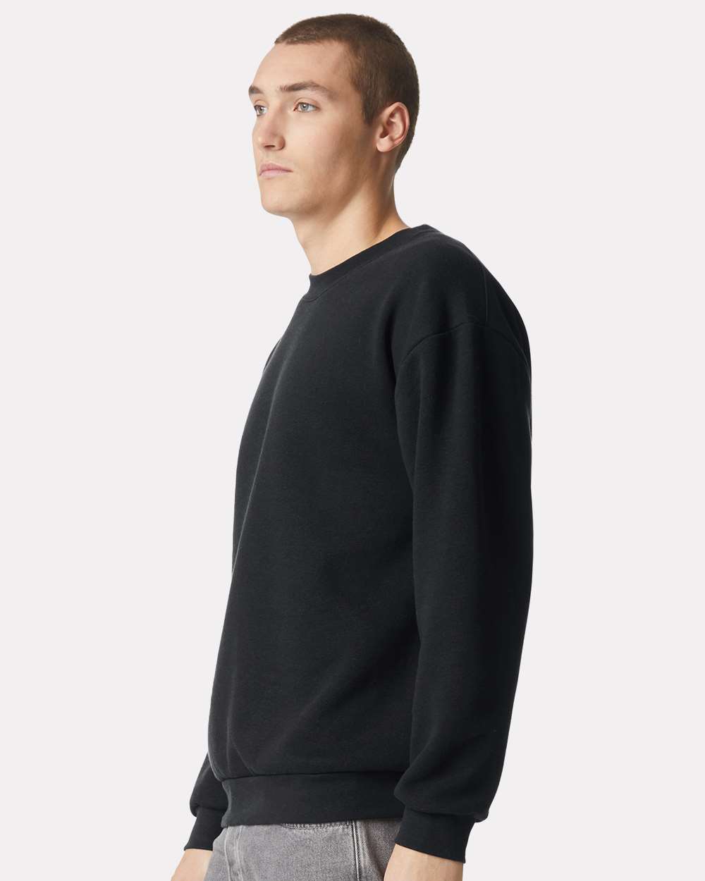 Unisex ReFlex Fleece Crewneck Sweatshirt - OnModelSide - B02627502 - Black