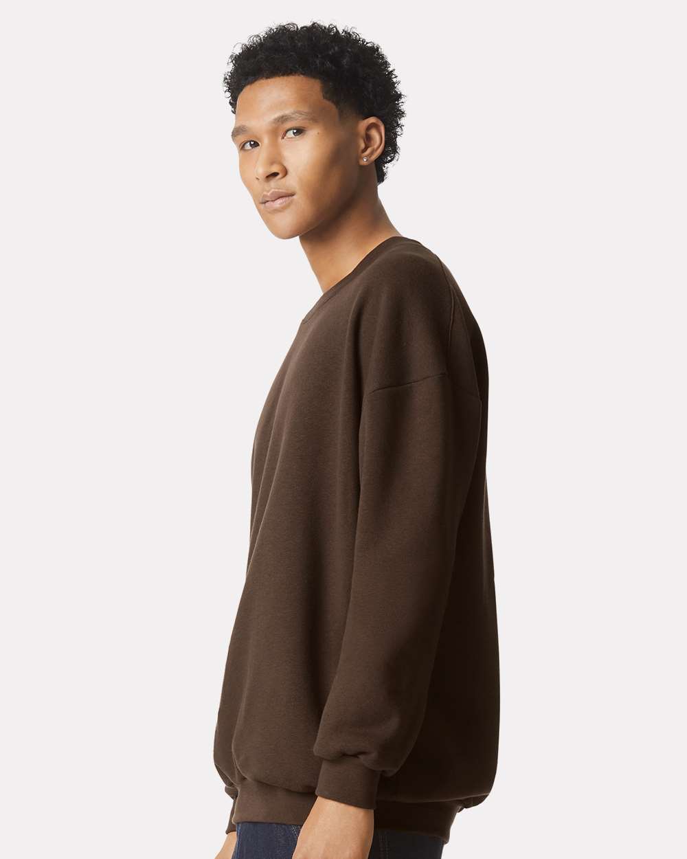 Unisex ReFlex Fleece Crewneck Sweatshirt - OnModelSide - B02627552 - Brown