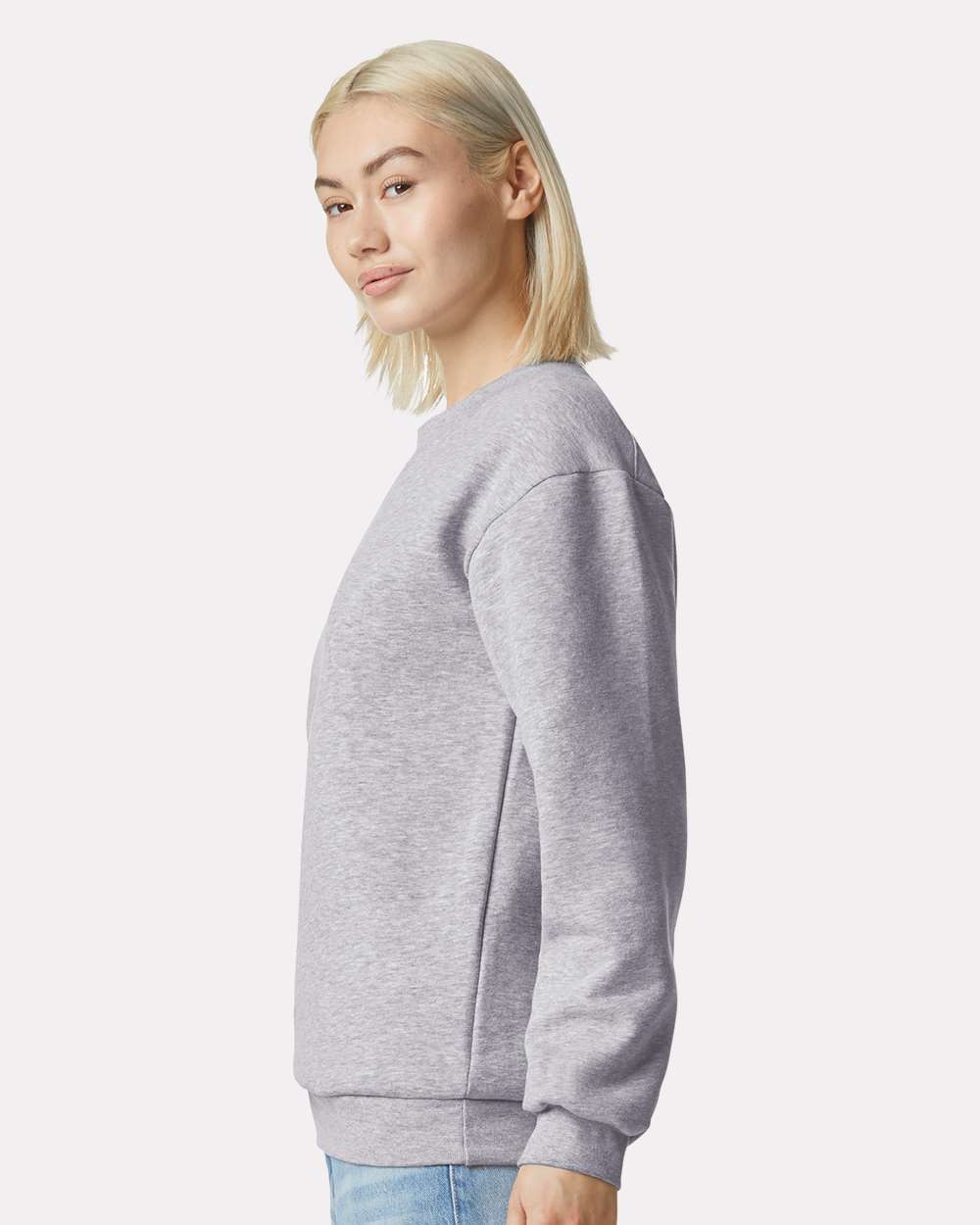 Unisex ReFlex Fleece Crewneck Sweatshirt - OnModelSide - B02627582 - Heather Grey