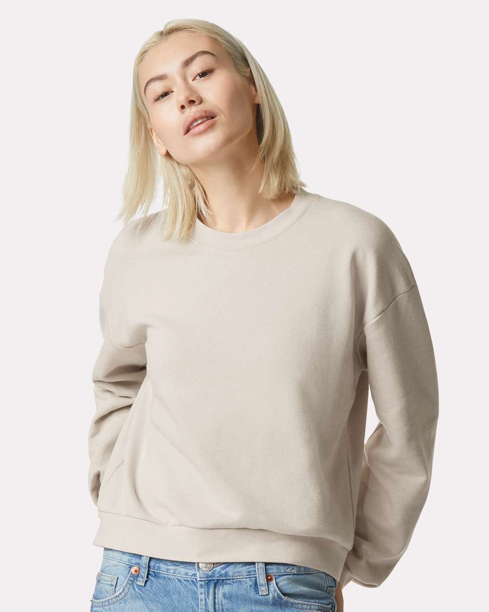 Women's ReFlex Fleece Crewneck Sweatshirt - OnModelFront - B02827243 - Bone