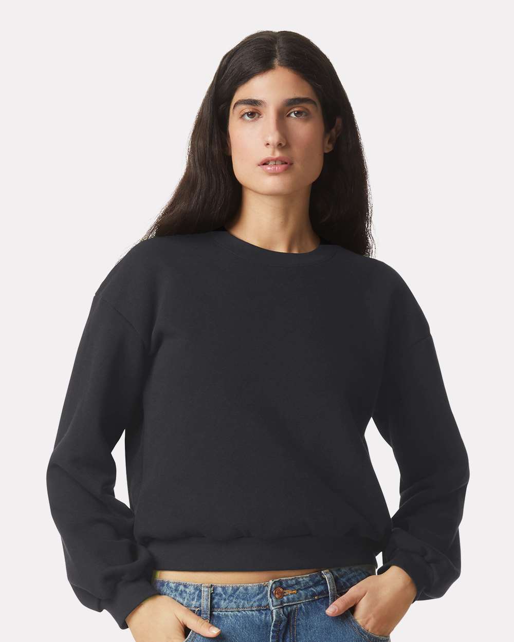 Women's ReFlex Fleece Crewneck Sweatshirt - OnModelFront - B02827503 - Black