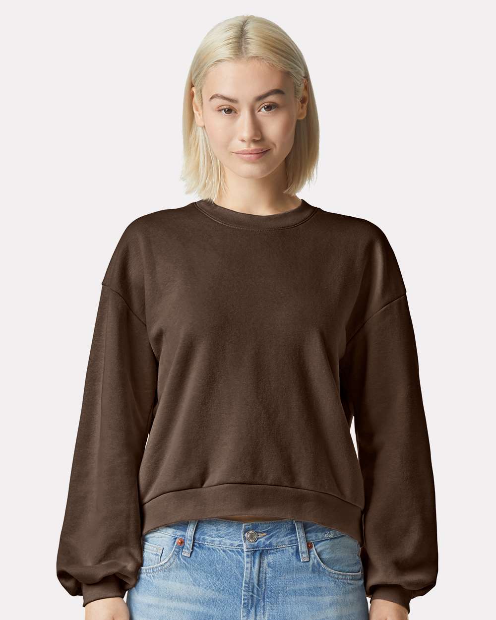 Women's ReFlex Fleece Crewneck Sweatshirt - OnModelFront - B02827553 - Brown
