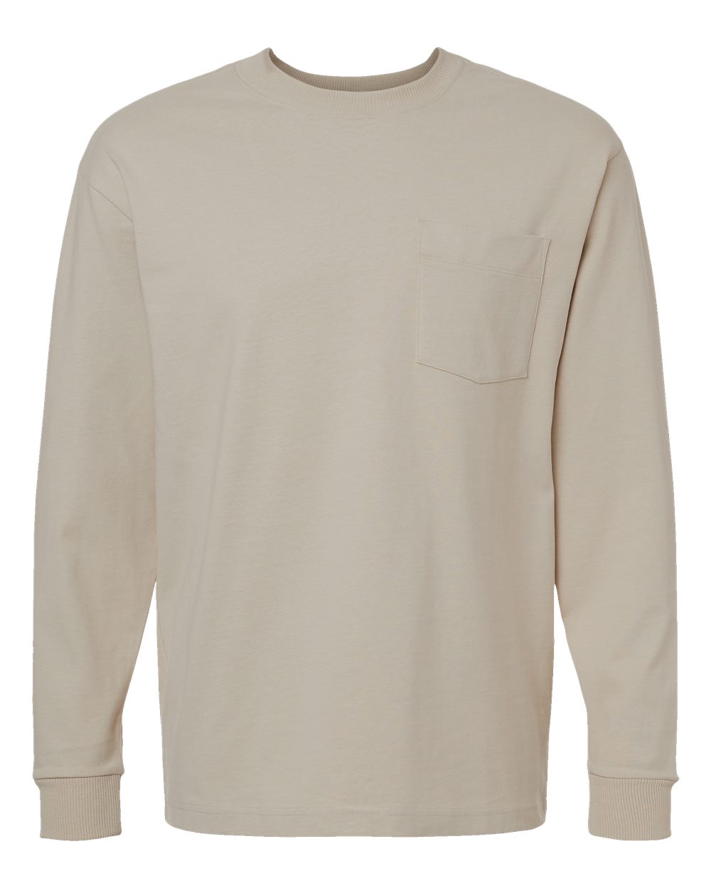 Super Heavyweight Long Sleeve Pocket Tee - Front - B03527243 - Bone