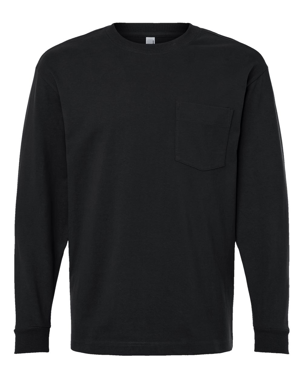 Super Heavyweight Long Sleeve Pocket Tee - Front - B03527503 - Black