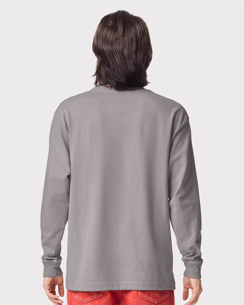 Super Heavyweight Long Sleeve Pocket Tee - OnModelBack - B03527593 - Gravel