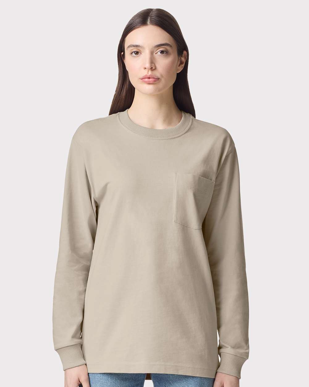 Super Heavyweight Long Sleeve Pocket Tee - OnModelFront - B03527243 - Bone
