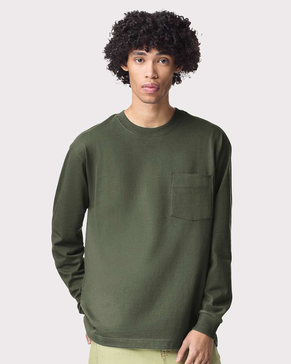Super Heavyweight Long Sleeve Pocket Tee - OnModelFront - B03527543 - Lieutenant