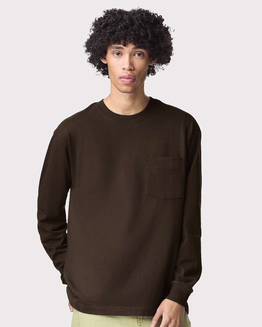 Super Heavyweight Long Sleeve Pocket Tee - OnModelFront - B03527603 - Brown