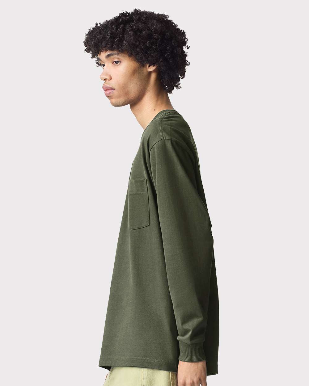 Super Heavyweight Long Sleeve Pocket Tee - OnModelSide - B03527543 - Lieutenant