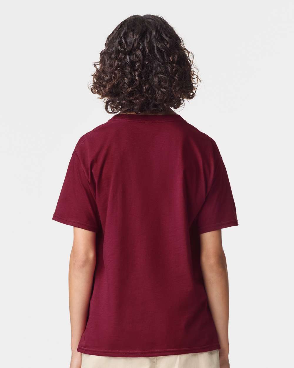 Youth Fine Jersey Tee - OnModelBack - B03727852 - Cranberry