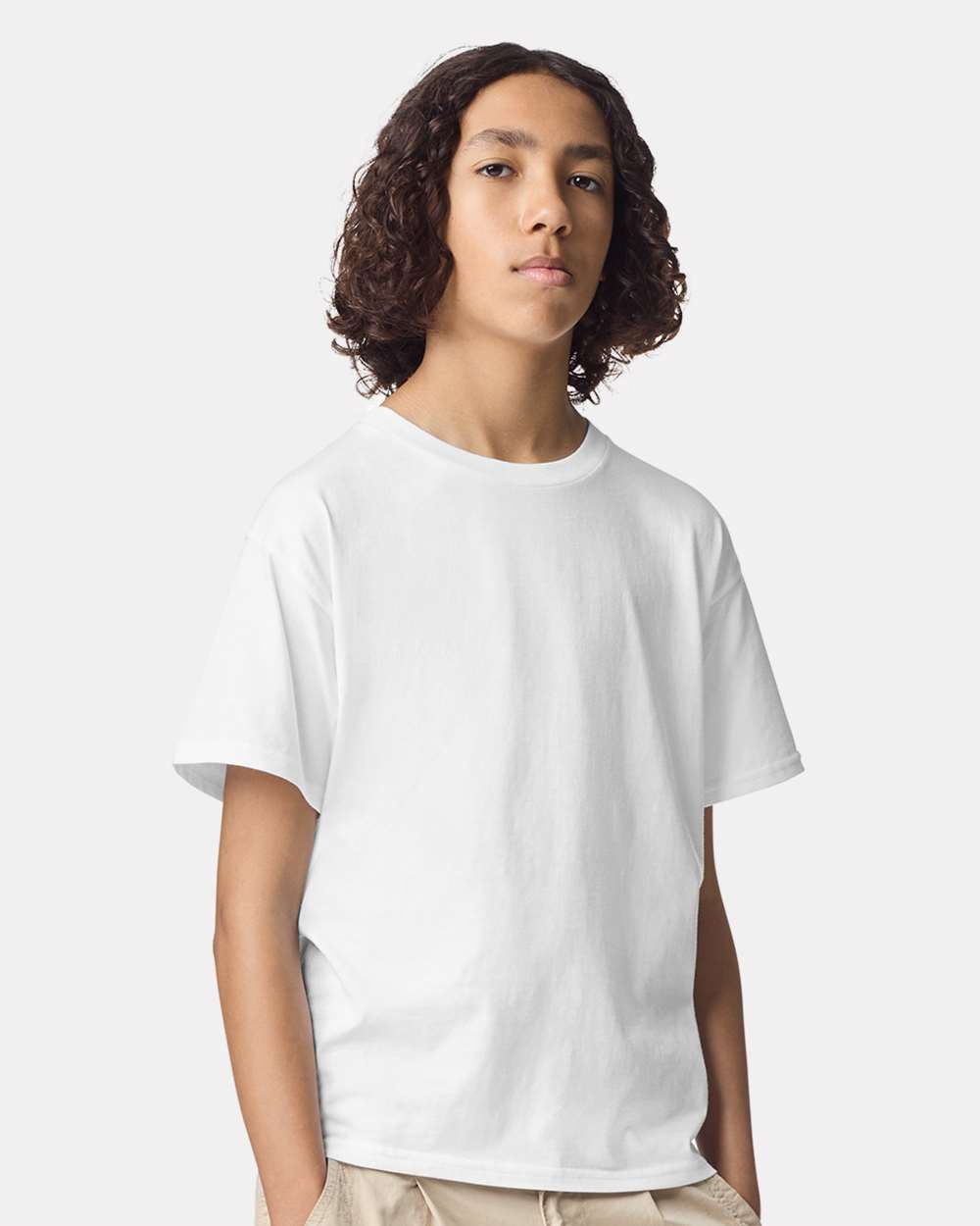 Youth Fine Jersey Tee - OnModelFront - B03727002 - White