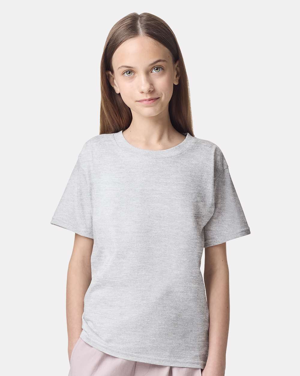 Youth Fine Jersey Tee - OnModelFront - B03727022 - Ash Grey