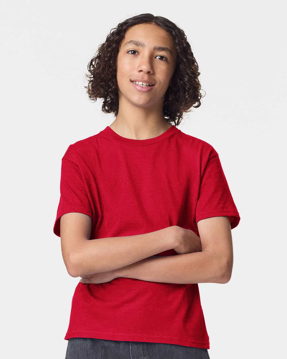 Youth Fine Jersey Tee - OnModelFront - B03727702 - Red