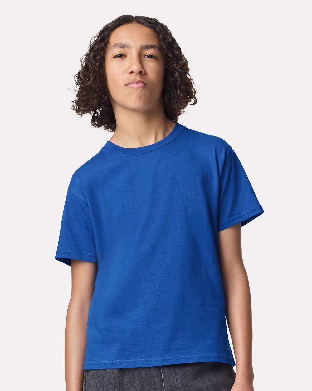 Youth Fine Jersey Tee - OnModelFront - B03727752 - Royal Blue