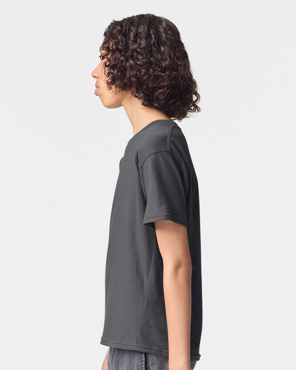 Youth Fine Jersey Tee - OnModelSide - B03727092 - Asphalt