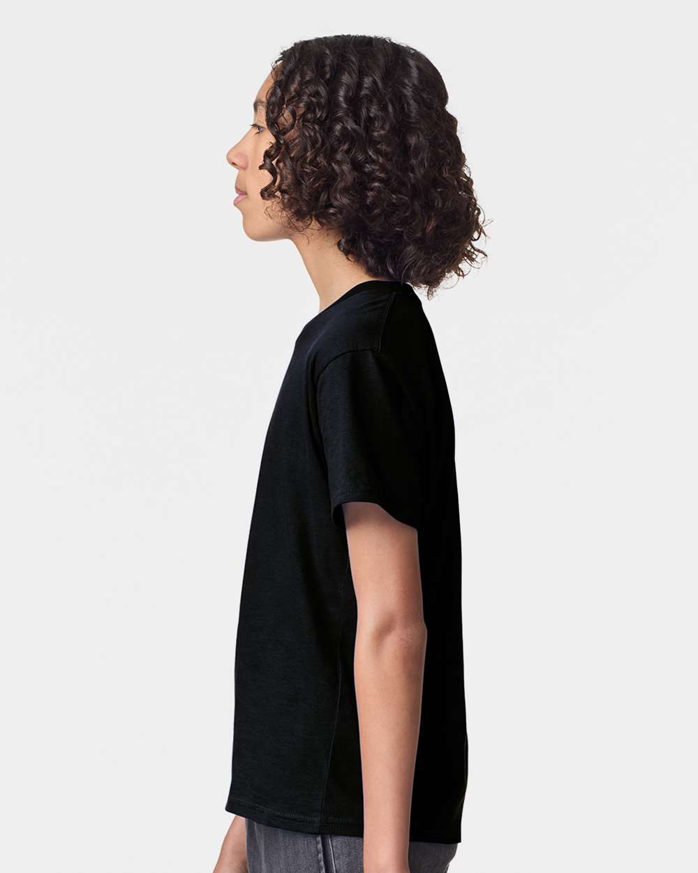Youth Fine Jersey Tee - OnModelSide - B03727502 - Black