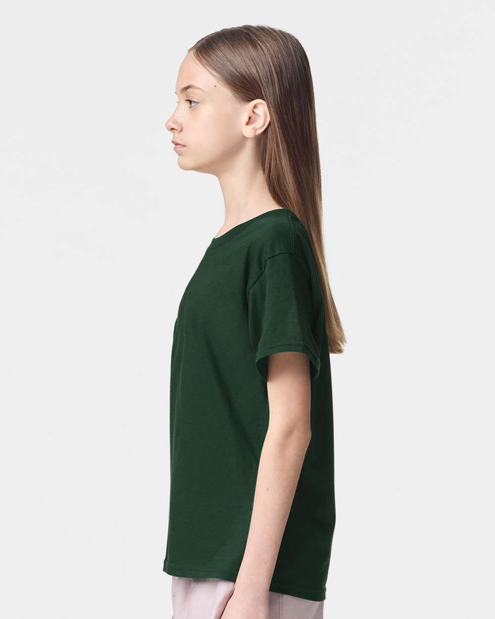 Youth Fine Jersey Tee - OnModelSide - B03727542 - Forest