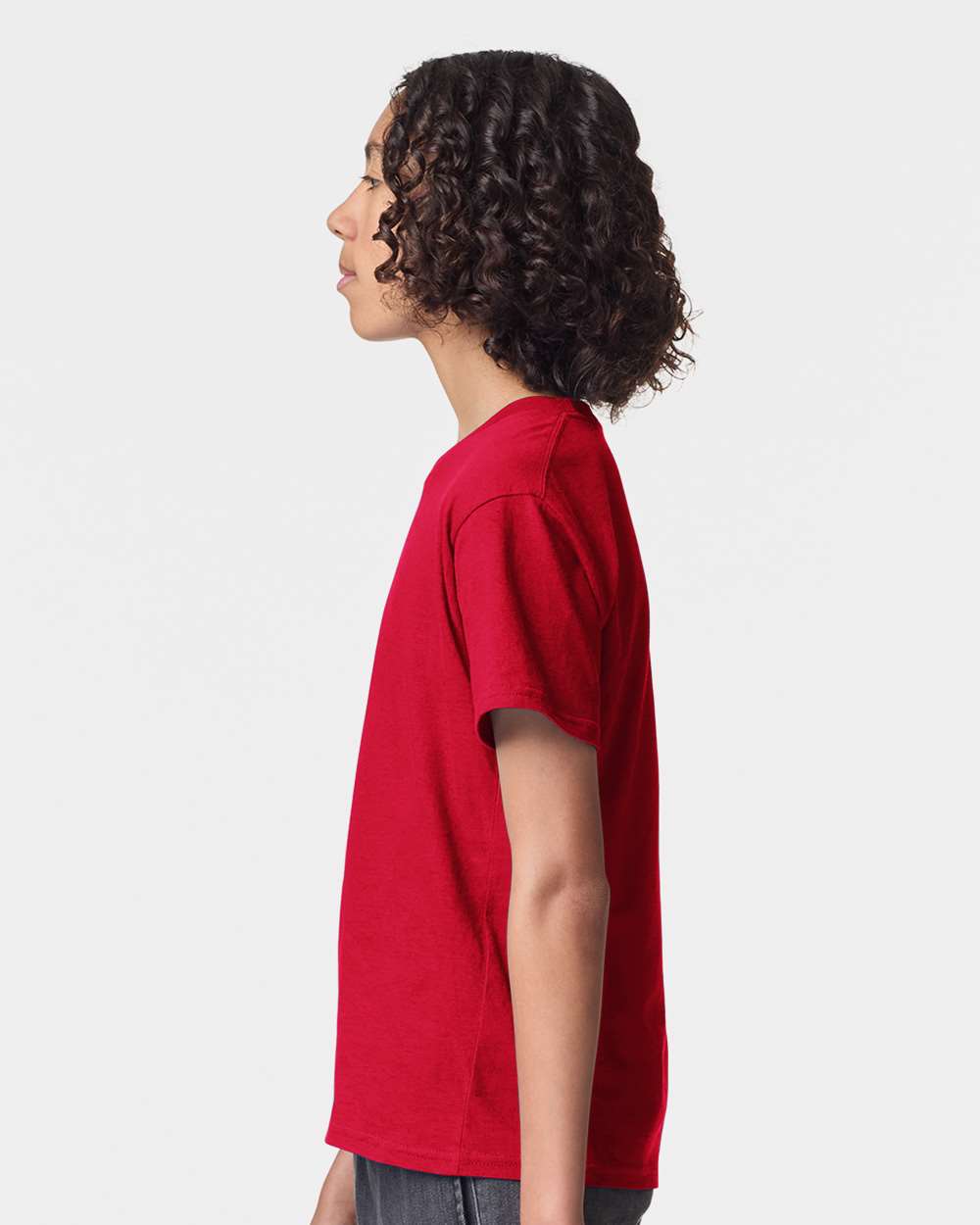 Youth Fine Jersey Tee - OnModelSide - B03727702 - Red