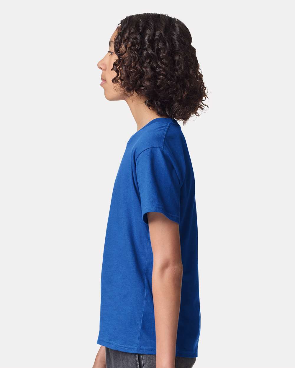 Youth Fine Jersey Tee - OnModelSide - B03727752 - Royal Blue