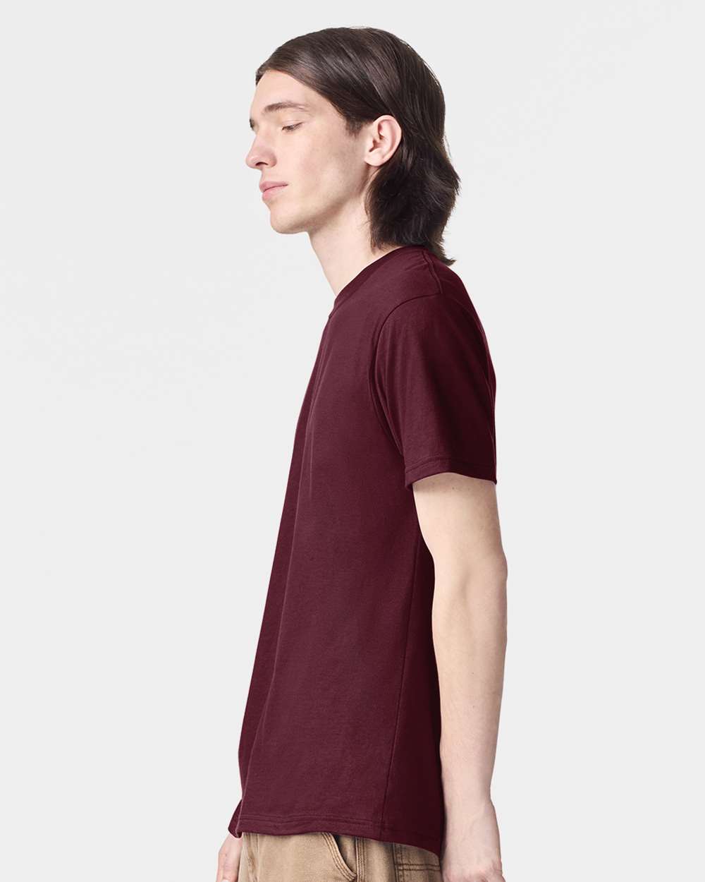 Fine Jersey Tee - OnModelSide - B00127283 - Burgundy