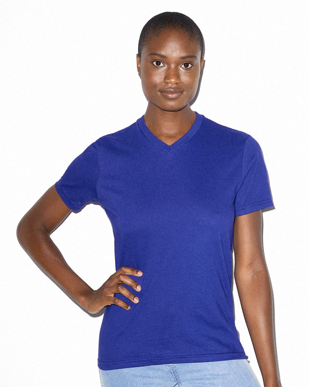 Women's Fine Jersey Classic V-Neck Tee - styleImage