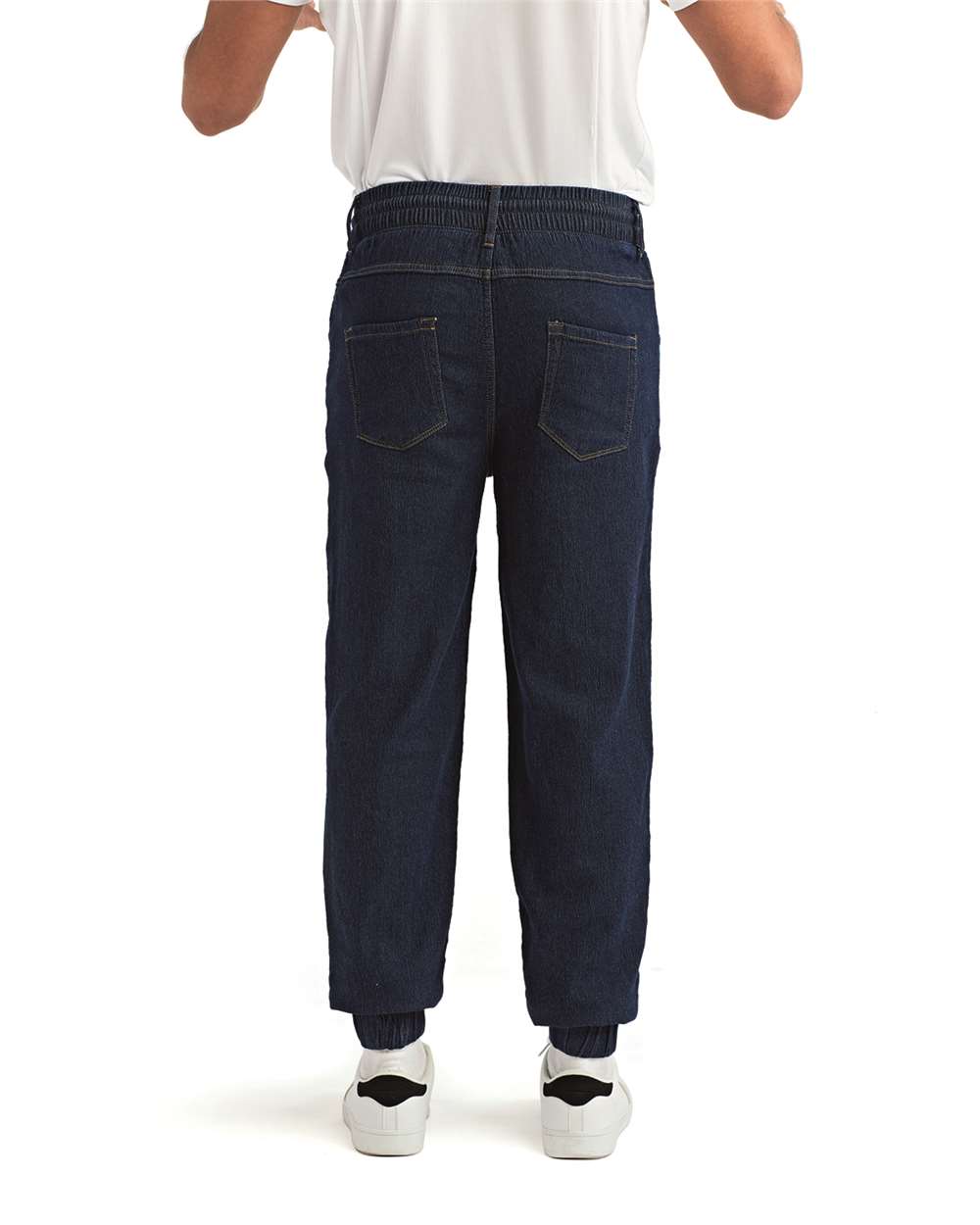 Unisex Chef's Artisanal Joggers - OnModelBack - B405A1252 - Indigo Denim