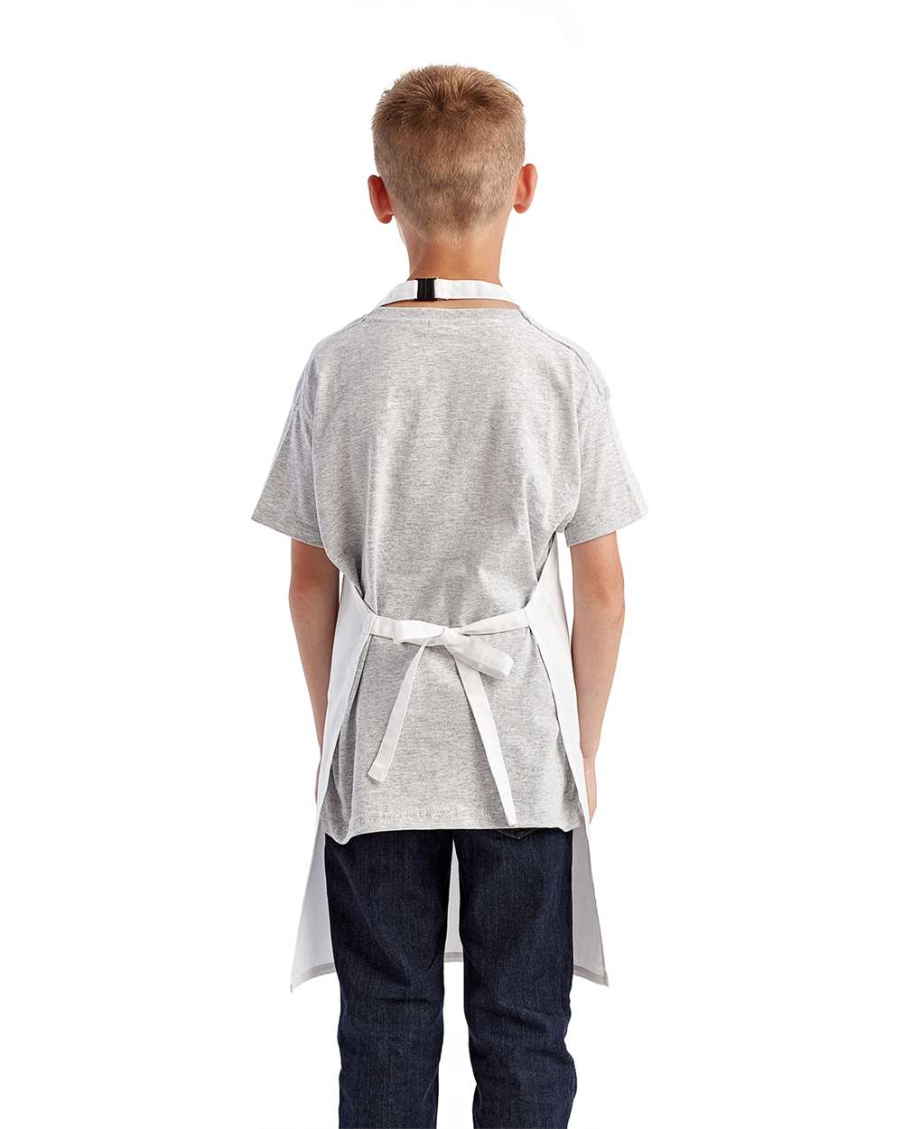 Youth Recycled Apron - OnModelBack - B393A1000 - White