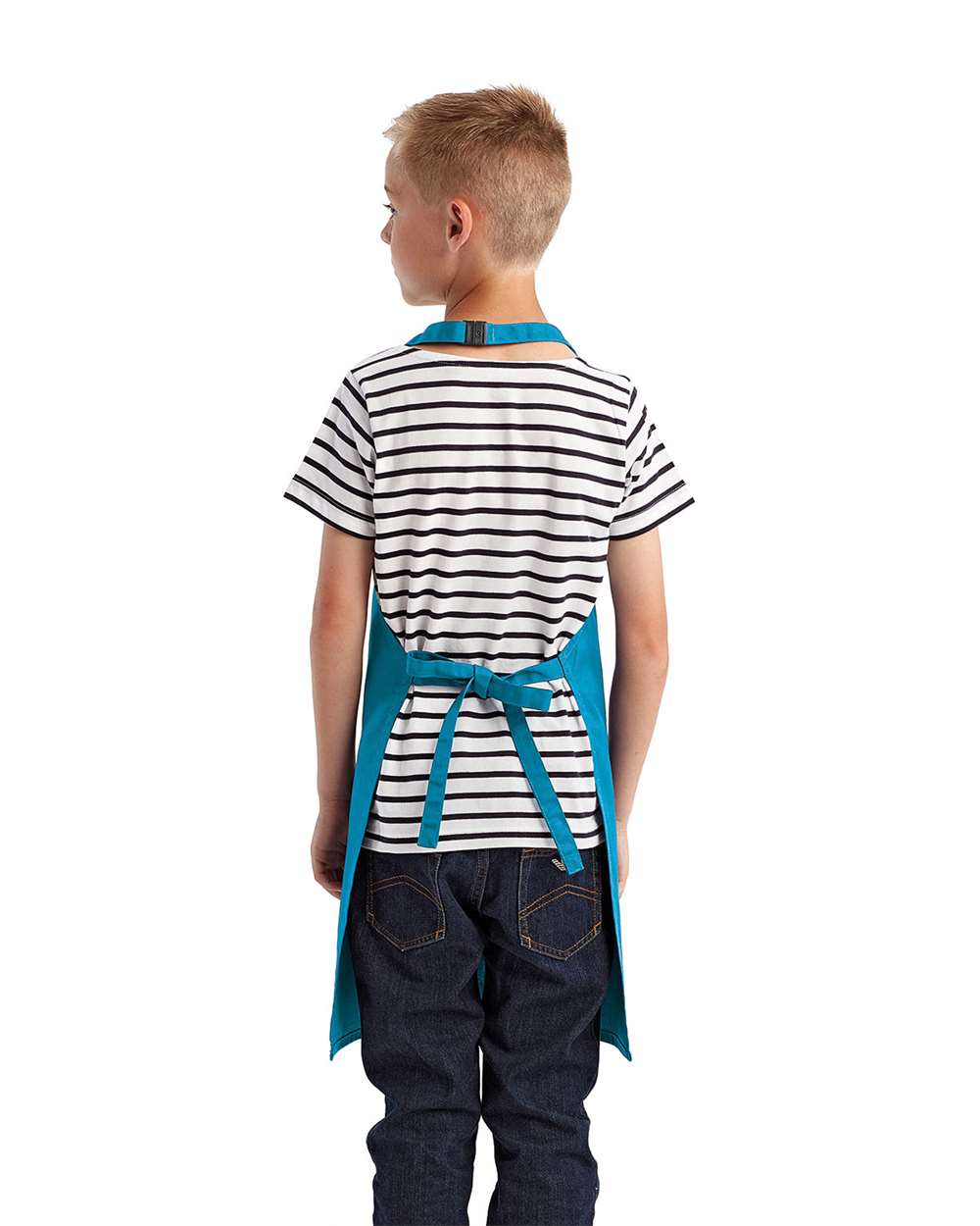 Youth Recycled Apron - OnModelBack - B393A1100 - Turquoise