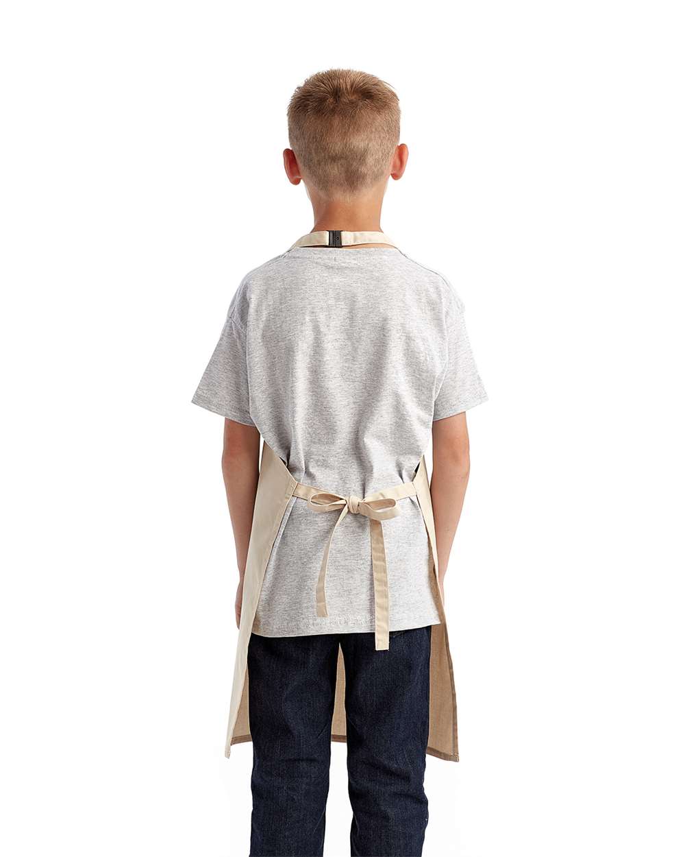 Youth Recycled Apron - OnModelBack - B393A1240 - Natural