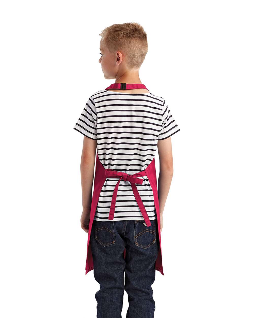 Youth Recycled Apron - OnModelBack - B393A1300 - Hot Pink