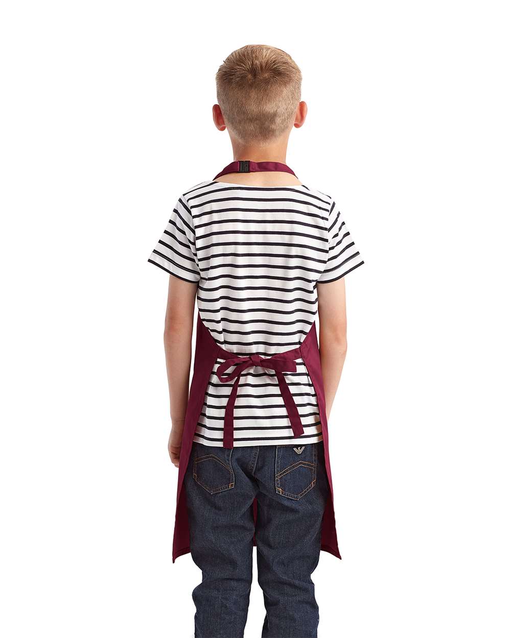 Youth Recycled Apron - OnModelBack - B393A1530 - Burgundy
