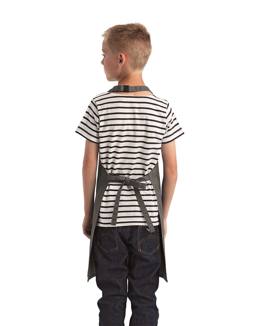 Youth Recycled Apron - OnModelBack - B393A1590 - Dark Grey