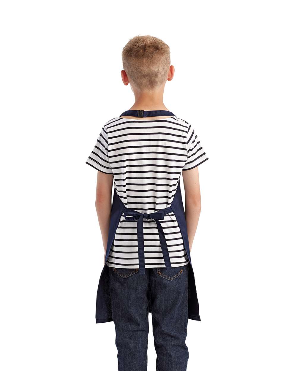 Youth Recycled Apron - OnModelBack - B393A1650 - Navy