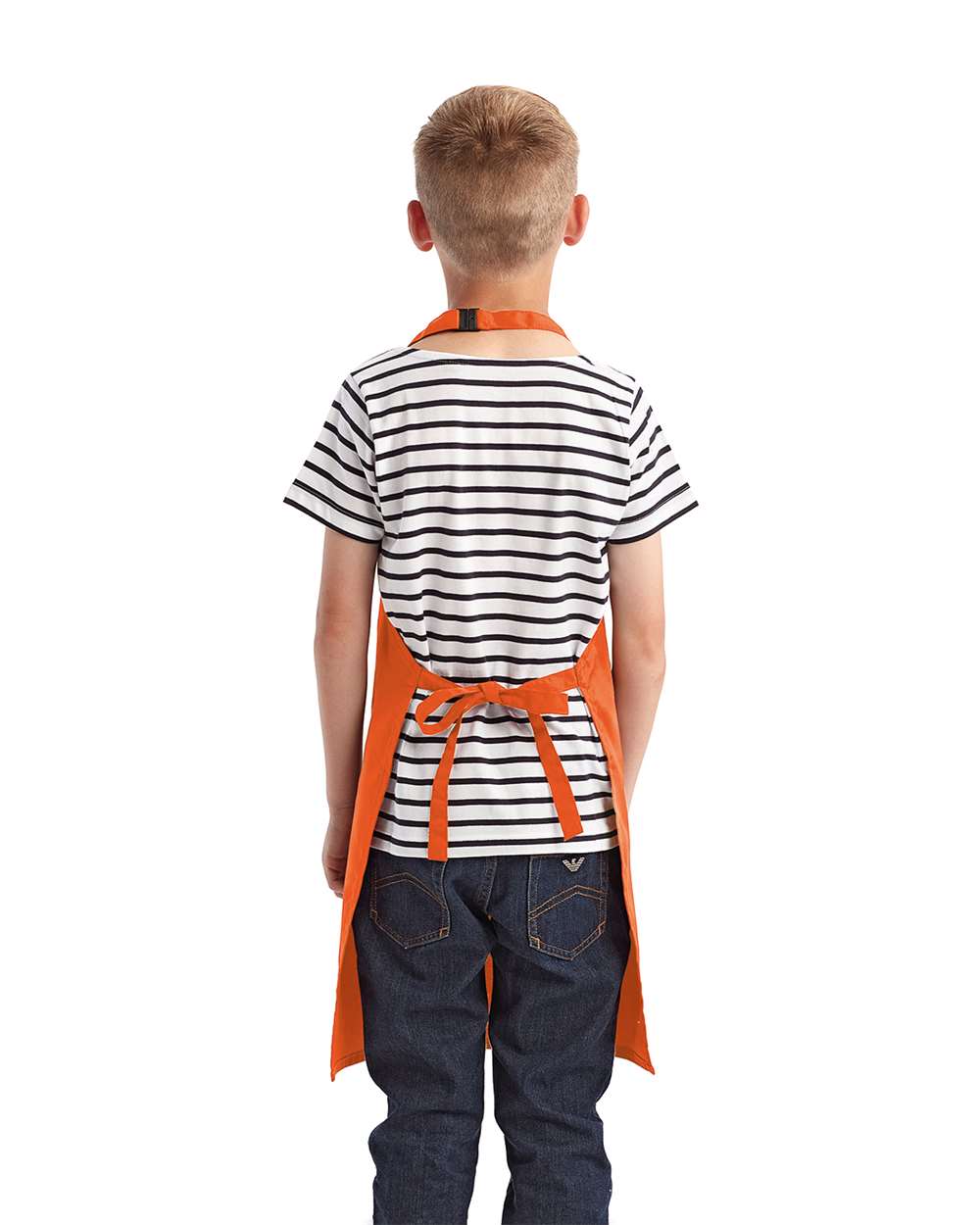 Youth Recycled Apron - OnModelBack - B393A1660 - Orange