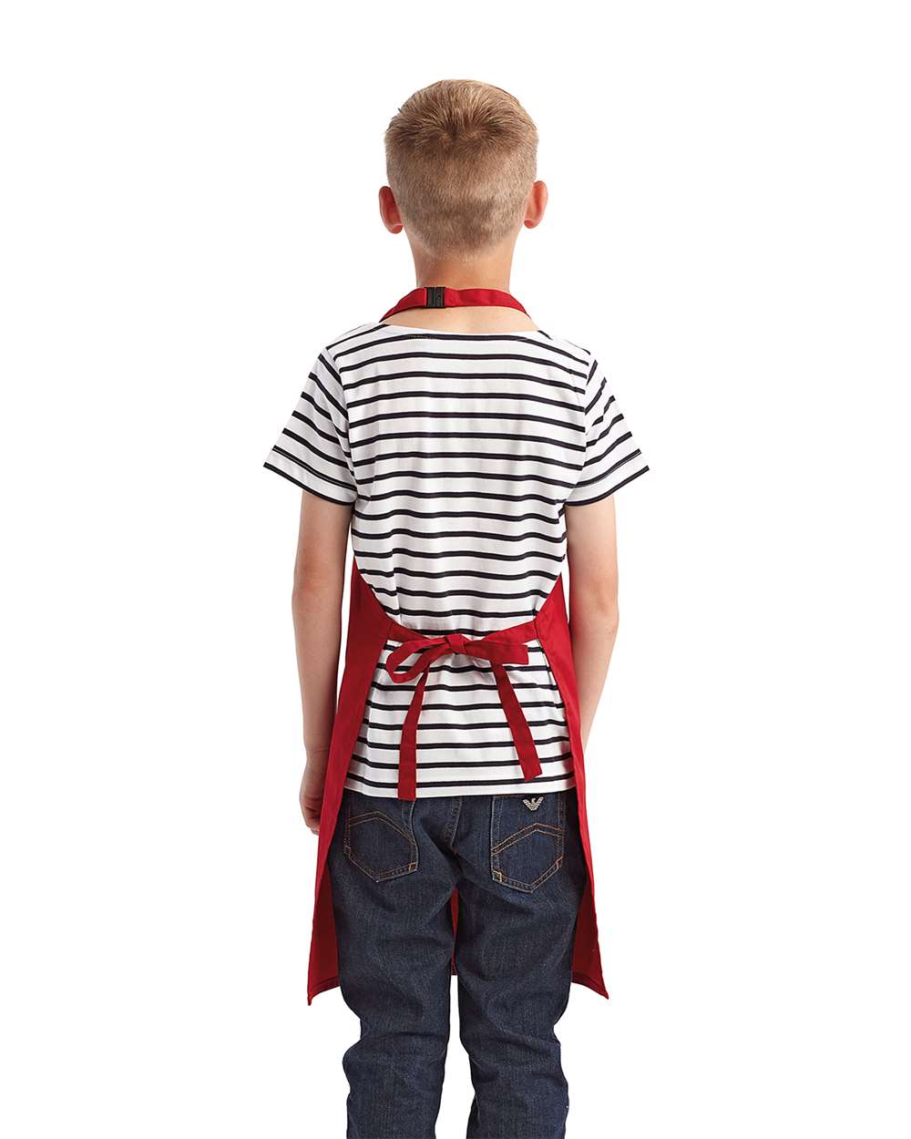 Youth Recycled Apron - OnModelBack - B393A1700 - Red