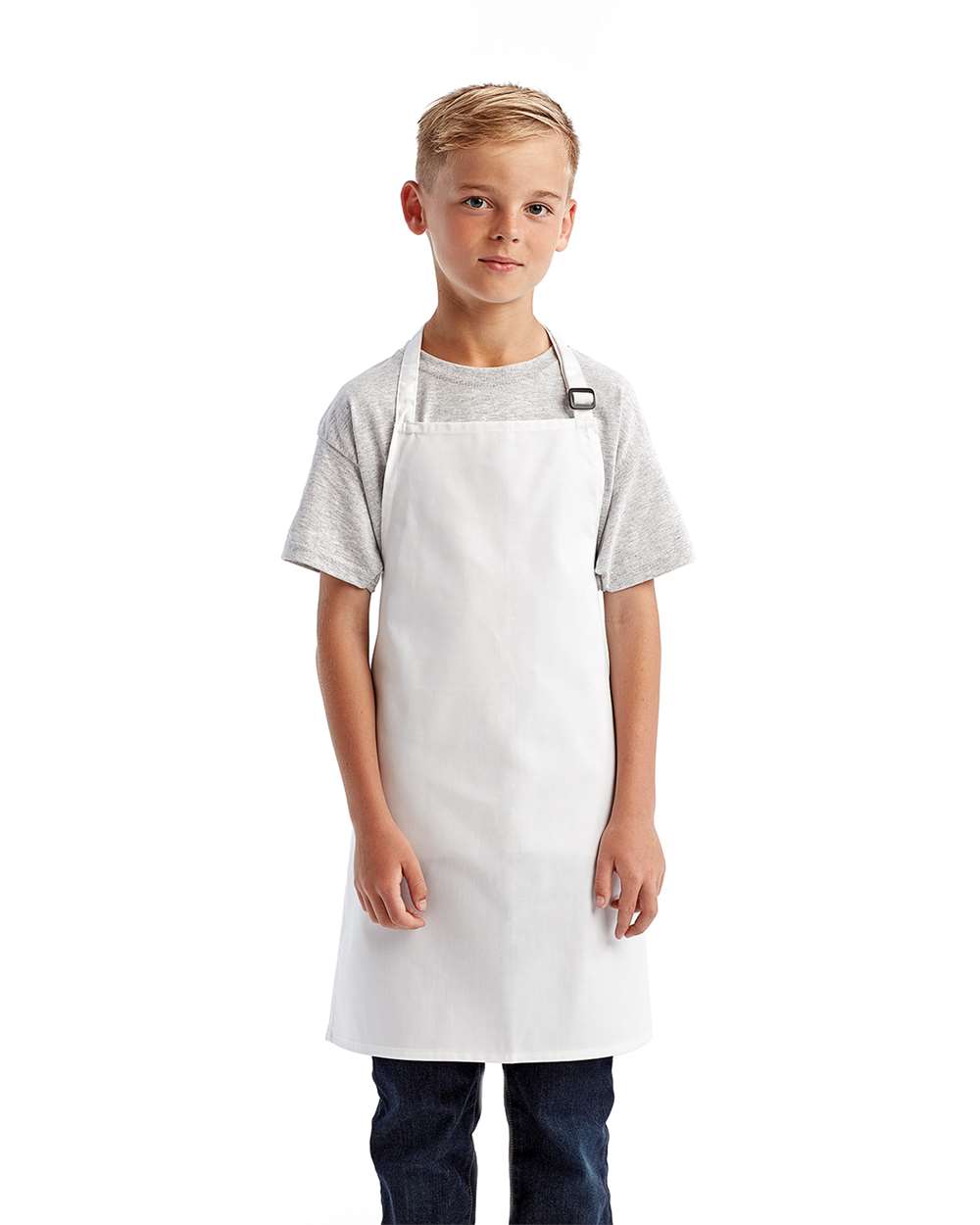 Youth Recycled Apron - OnModelFront - B393A1000 - White